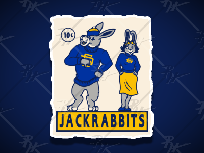 Jackrabbit Mascot Couple athletics classic decal football jackrabbits mascot retro sports vintage