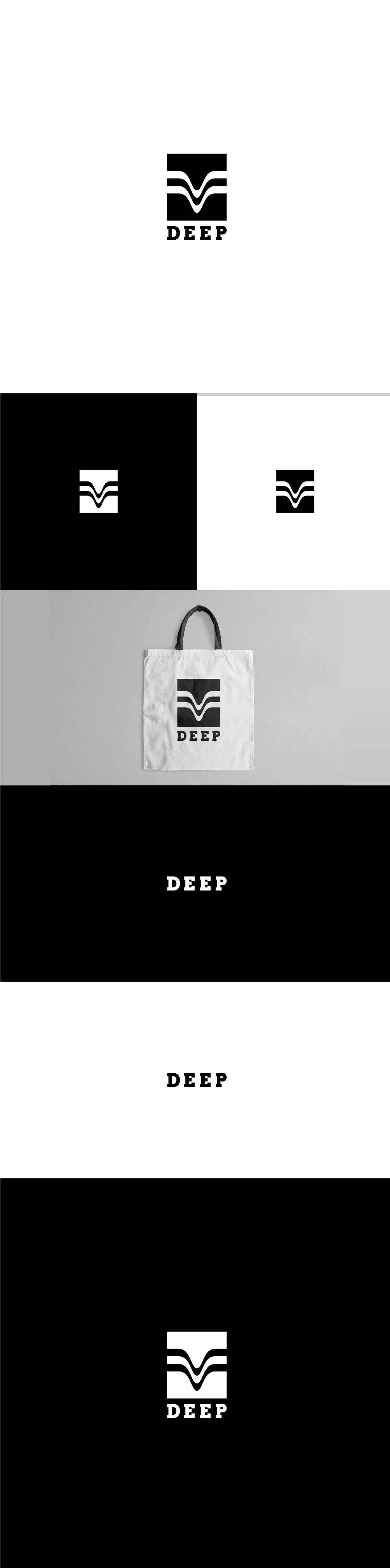 Minimal Modern “DEEP” Logo Design | Monochrome Brand Identity abstract logo black and white brand identity logo design minimal logo modern logo monochrome typography logo wave logo