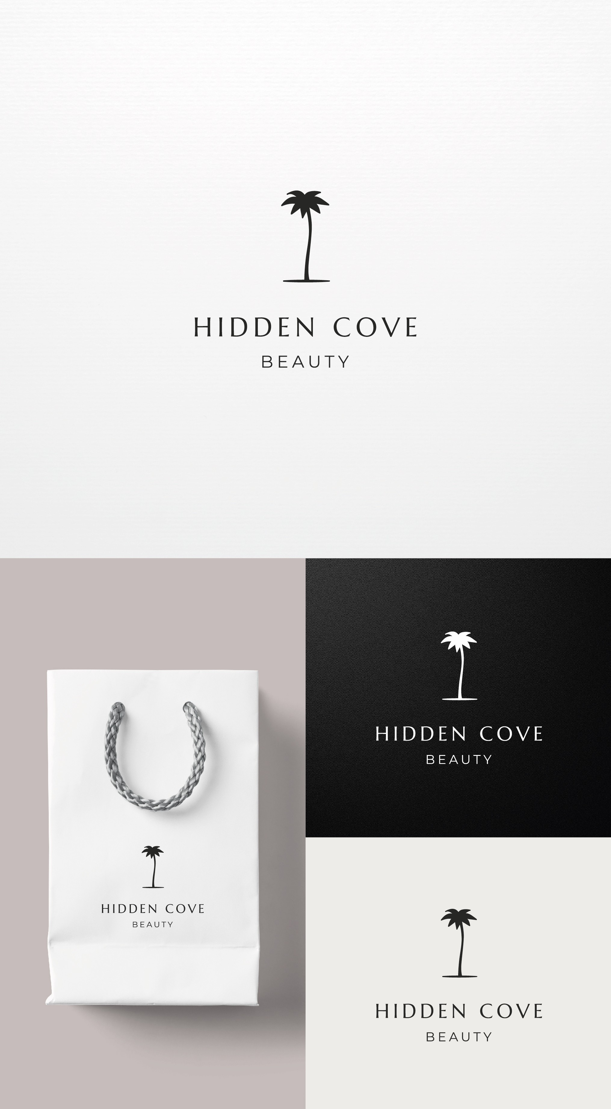 Luxury Skincare Branding brand identity elegant logo logo design luxury branding minimal logo monochrome design palm tree logo skincare branding