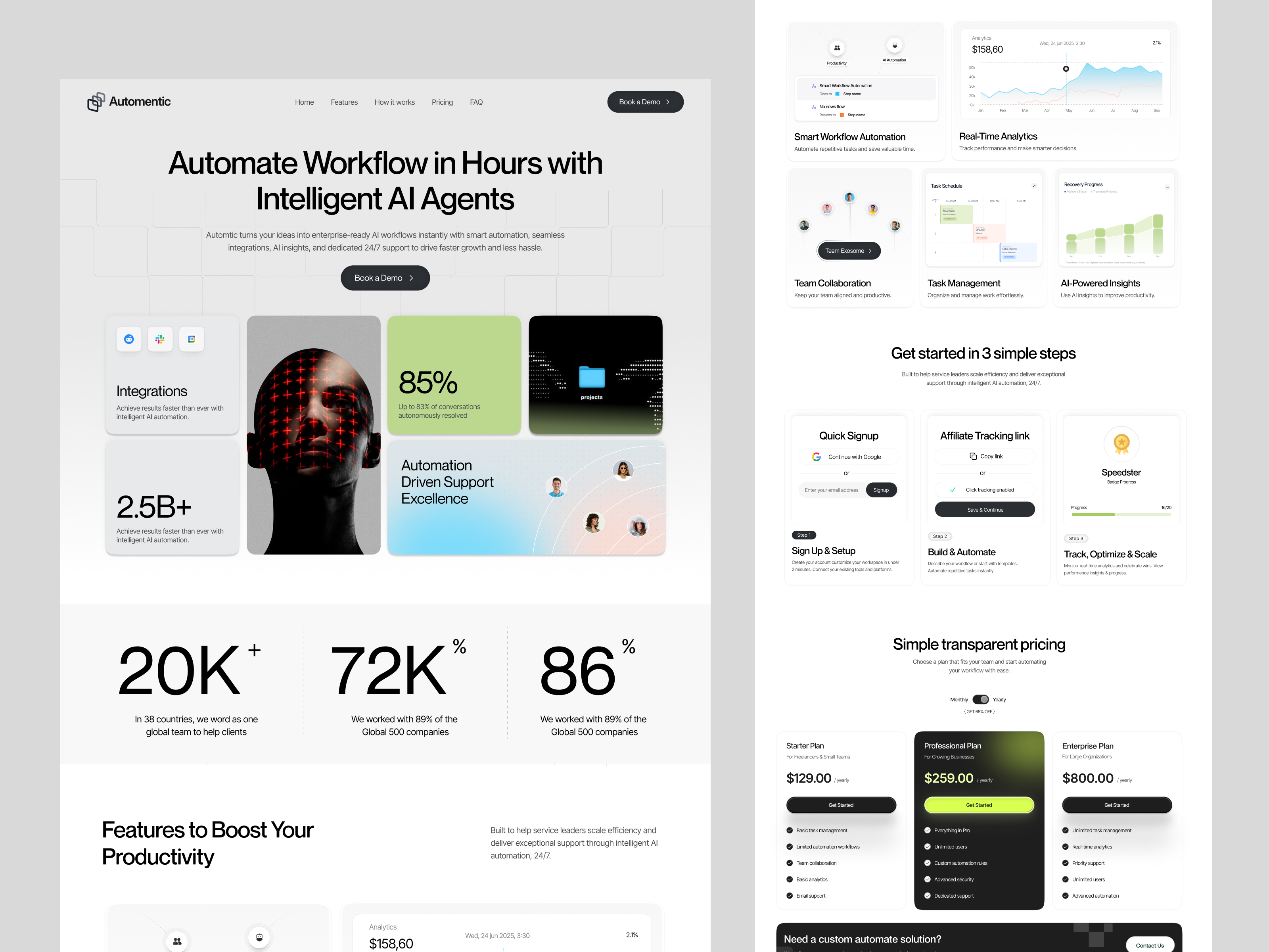 SaaS Landing Page | AI-Powered Workflow Automation Platform agentic ai ai agents ai agents landing page ai automation ai landing page ai powered productivity ai workflow automation platform analytics automation automation tool b2b landing page landing page management project managment saas saas landing page web design website workflow automation workflow management