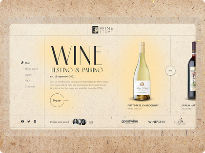 Wine testing landing page