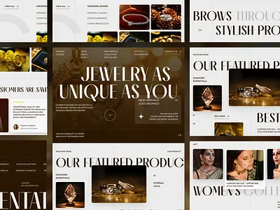 Luxury Jewelry E-commerce Landing Page aesthetic cleanui designinspiration dribbble ecommerce ecommercedesign elegantdesign figmadesign goldtheme jewelry jewelrydesign landingpage luxurydesign minimal modern onlinestore premiumdesign uidaily webdesign webinspiration