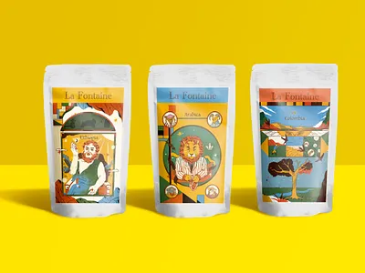 Coffee Packaging Design branding coffee bag design editorial illustration food graphic design illustration myth packaging design