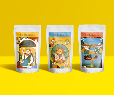 Coffee Packaging Design branding coffee bag design editorial illustration food graphic design illustration myth packaging design