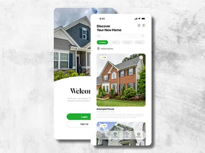 Property App Home page UI: iOS Glass app branding figma graphic design home page illustration prototype redesign ui uiux ux wireframing