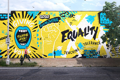SOUTHERN POVERTY LAW CENTER MURAL basketball collage design equality fighting hate justice lettering march mural splc sports tolerance vector vote wall