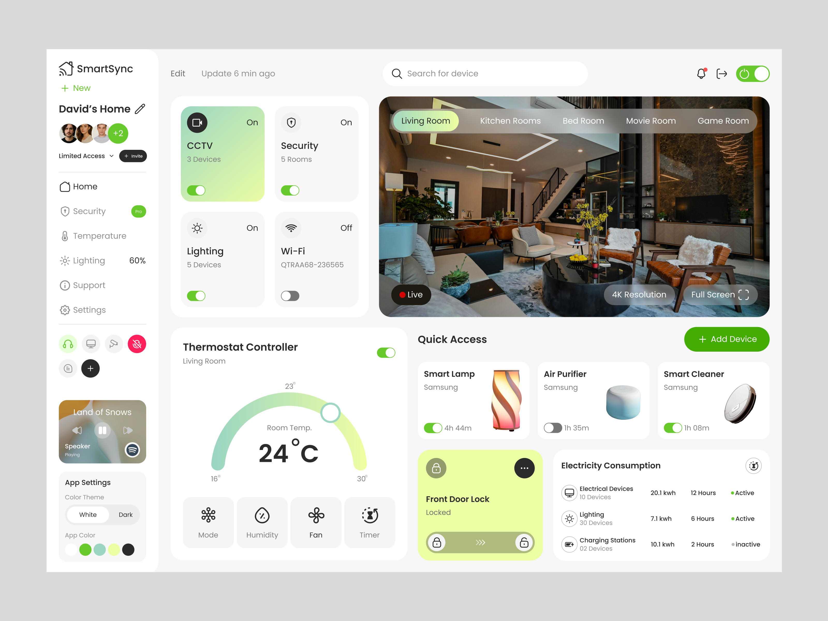 Example of Smart Home Management UI