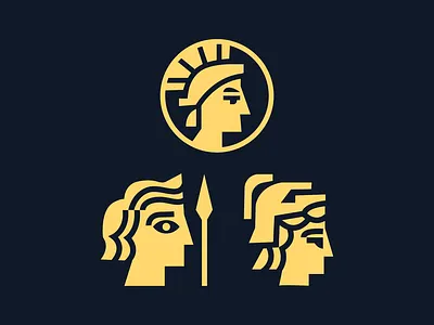 Unused concepts for project about Greek Mythology ancient branding design esports greek head humsn icon illustration knight logo logotype mascot logo ui vector