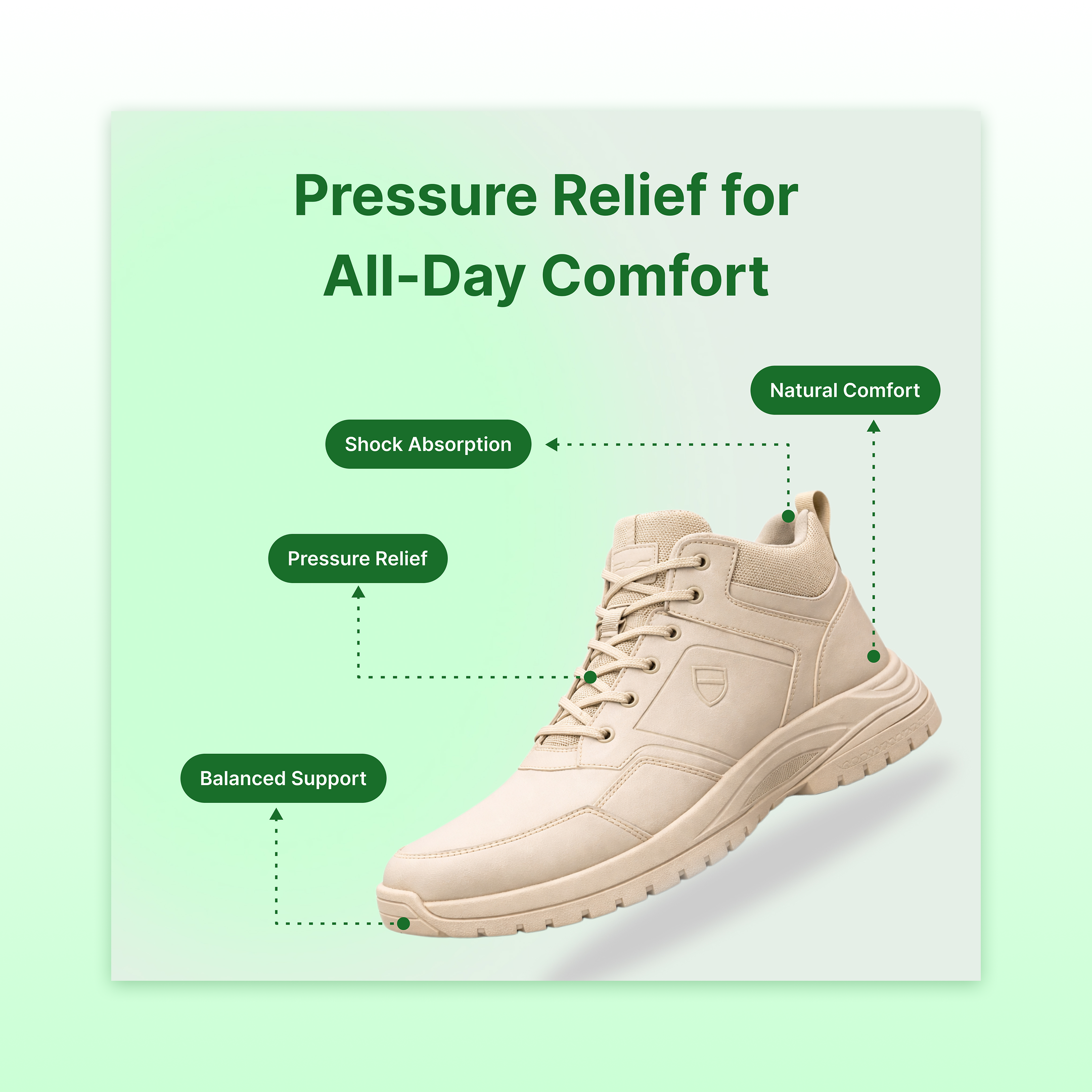 Modern Footwear Social Media Campaign flexibility focused on comfort green brand theme
