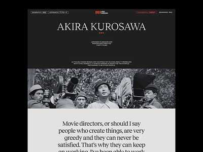 The Website Concept for Cinematography akira kurosawa cinema cinematography clean loyout concept concept-art design designagency digitalagency filmmaker illustration-art web website zajno