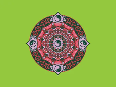 Mandala illustration with yin and yang abstract balance celtic colorful decorative duality eastern philosophy graphic design illustration logo design mandala meditation ornamental sacred geometry spirituality symmetry tattoo design vibrant yin yang zen