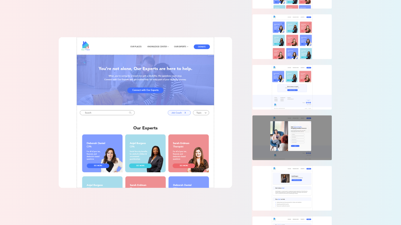 Non-Profit Experts Page UI Design | Disability Resources