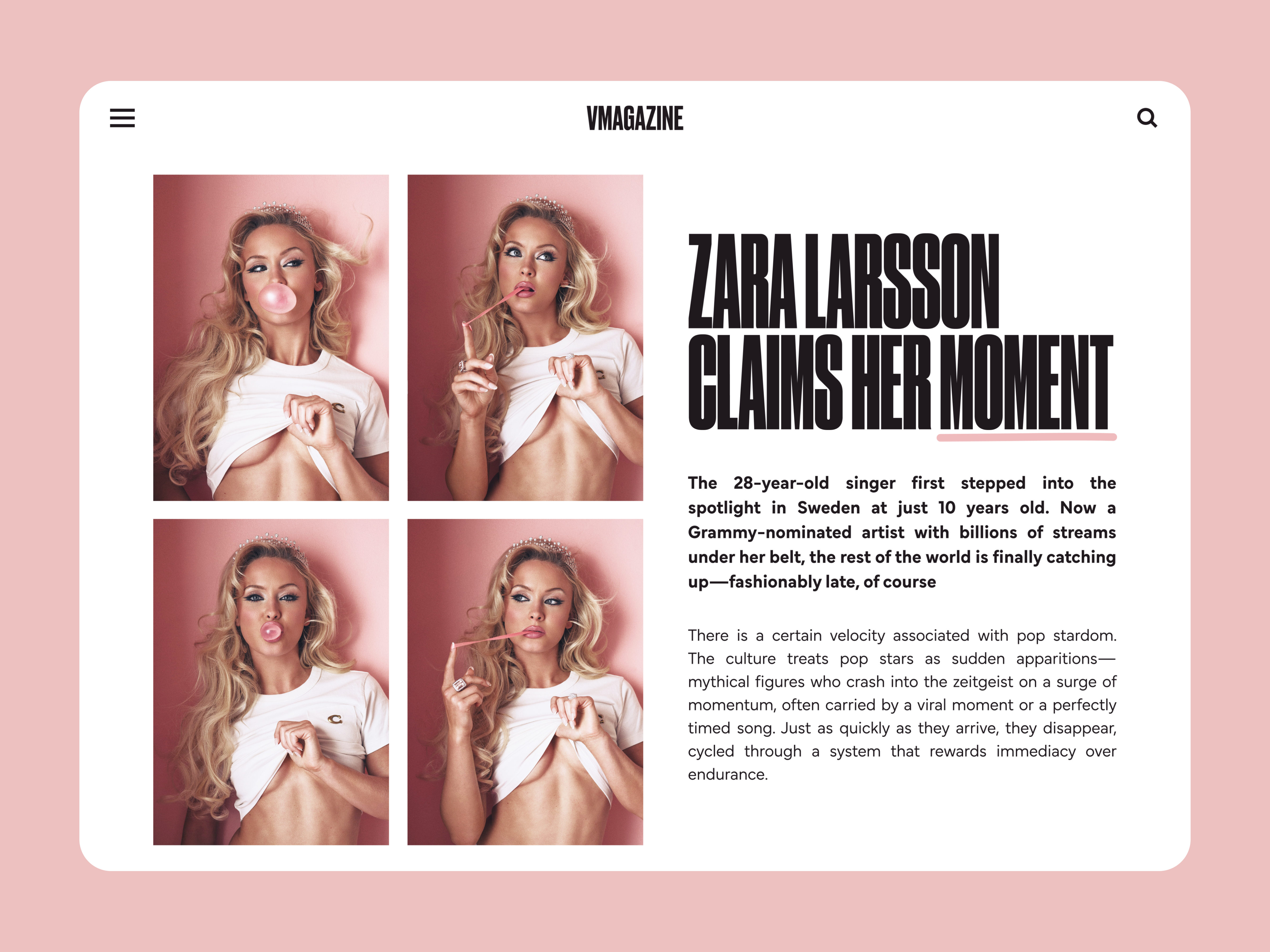 Concept: V Magazine x Zara Larsson