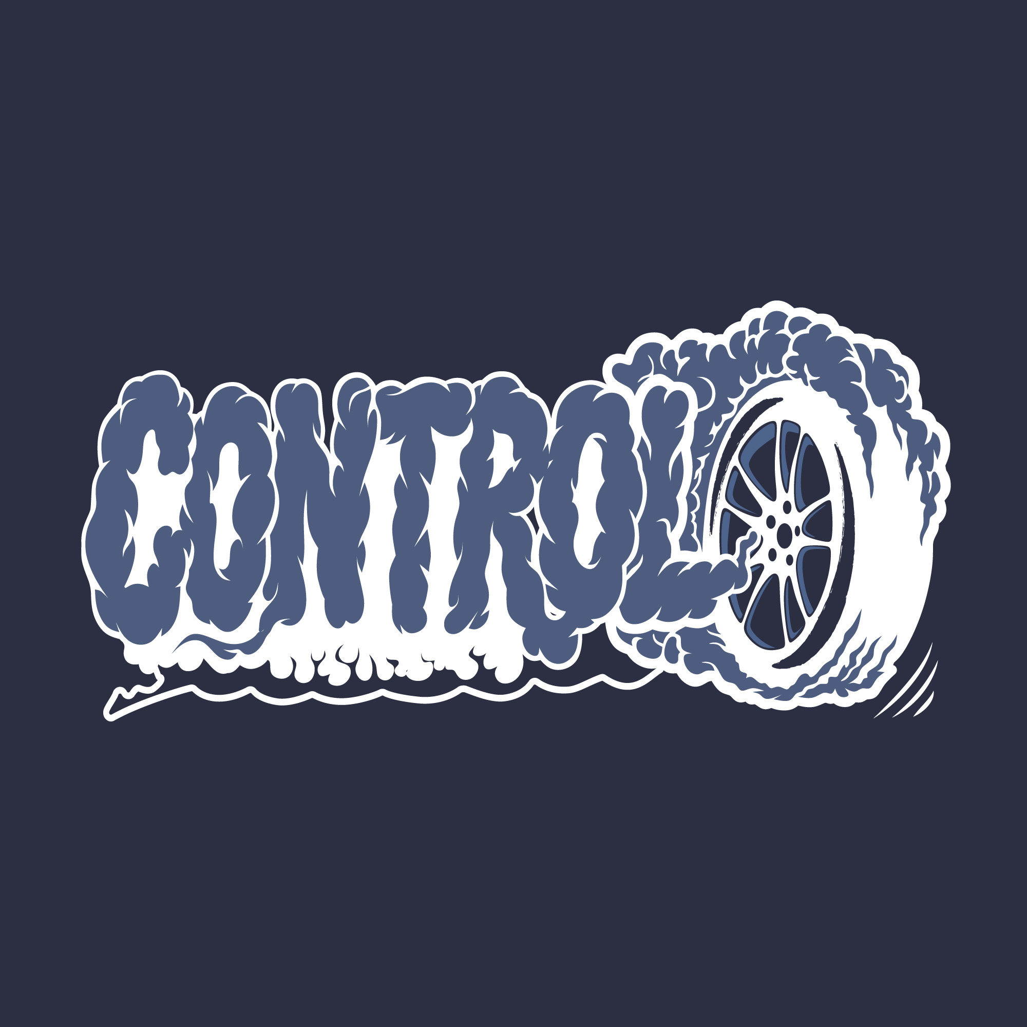Control (T-shirt Design) apparel branding clothing brand creative graphic design hand drawn handlettering illustration lettering logotype merch motorcycle smoke t shirt t shirt design tires typography vector graphic vector illustration