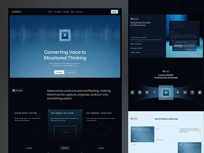 LumioVoice - Voice Intelligence AI ai clean design dark mode design landing page minimal platform saas ui ui design uiux ux design voice ai web design website