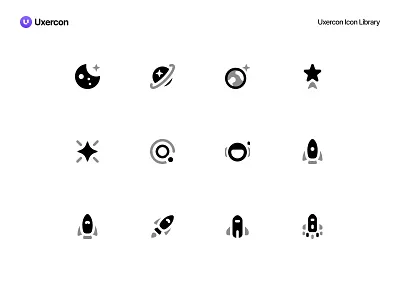 Space & Galaxy - Uxercon Icon Library animation astronomy design figma galaxy icon icon design illustration logo planet sapce and galaxy science sky space star ui uiux universe ux uxercon