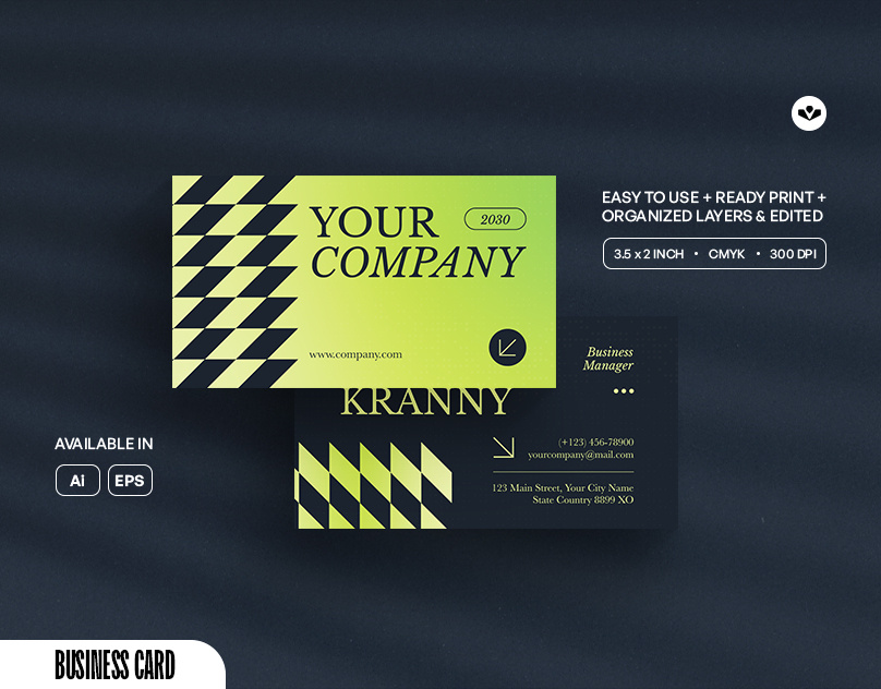 Green Gradient Business Card branding business business card company design graphic design profile solasome template
