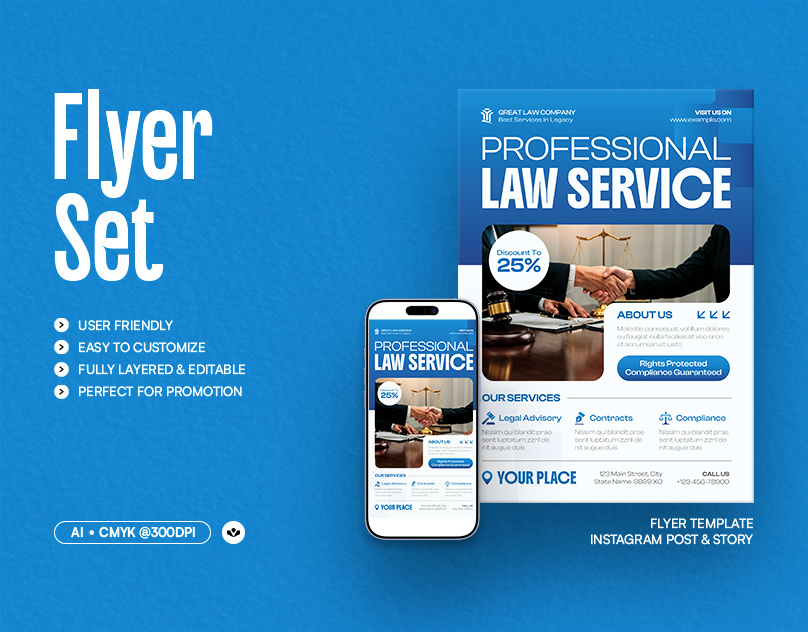 Professional Law Flyer design event flyer graphic design law promotional service solasome template