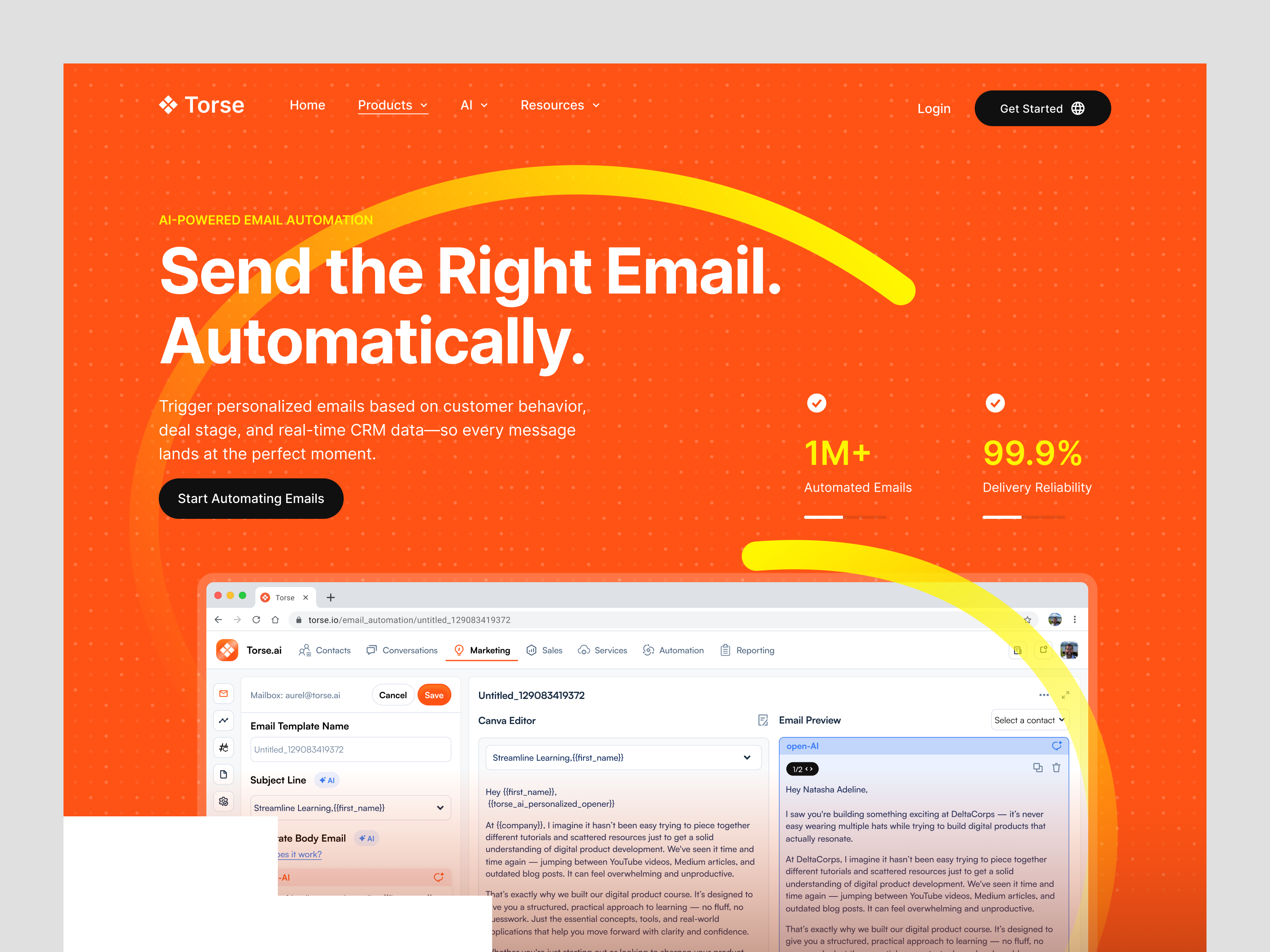 Product Page CRM Website ai automation business website crm crm landing page crm website design email featured landing page minimal modern product product crm website saas ui ui design ux design vibrant website