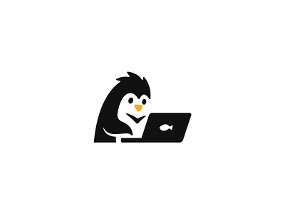 It penguin animal brand branding character design developer development elegant illustration it logo logotype mark mascot minimalism minimalistic modern notebook penguin sign