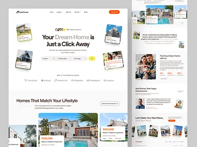 EaseHouse - Real Estate Landing Page UI Design branding design design inspiration home buying home discovery landing page modern ui property platform real estate design real estate ui real estate website ui ui design uiux user interface ux visual design web design web ui website