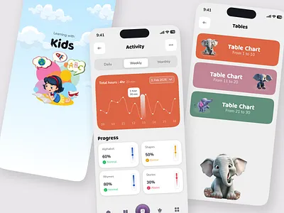 AI Learning Mobile App — Kids Education UI ai app design child education edtech education elearning illustration ios app kids app learning mobile mobile app mobile ui modern ui online course product design quiz app design saas ui design web