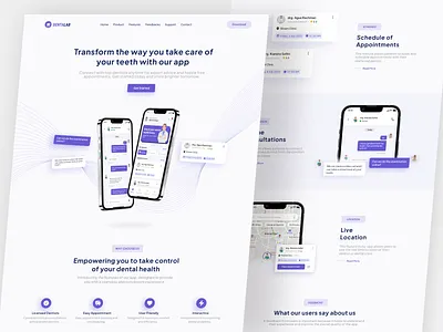 DentaLab🦷 - Landing Page app clean dental dental app dental care dentist design healthy app illustration landing page medical app mobile app pattern saas ui ux web