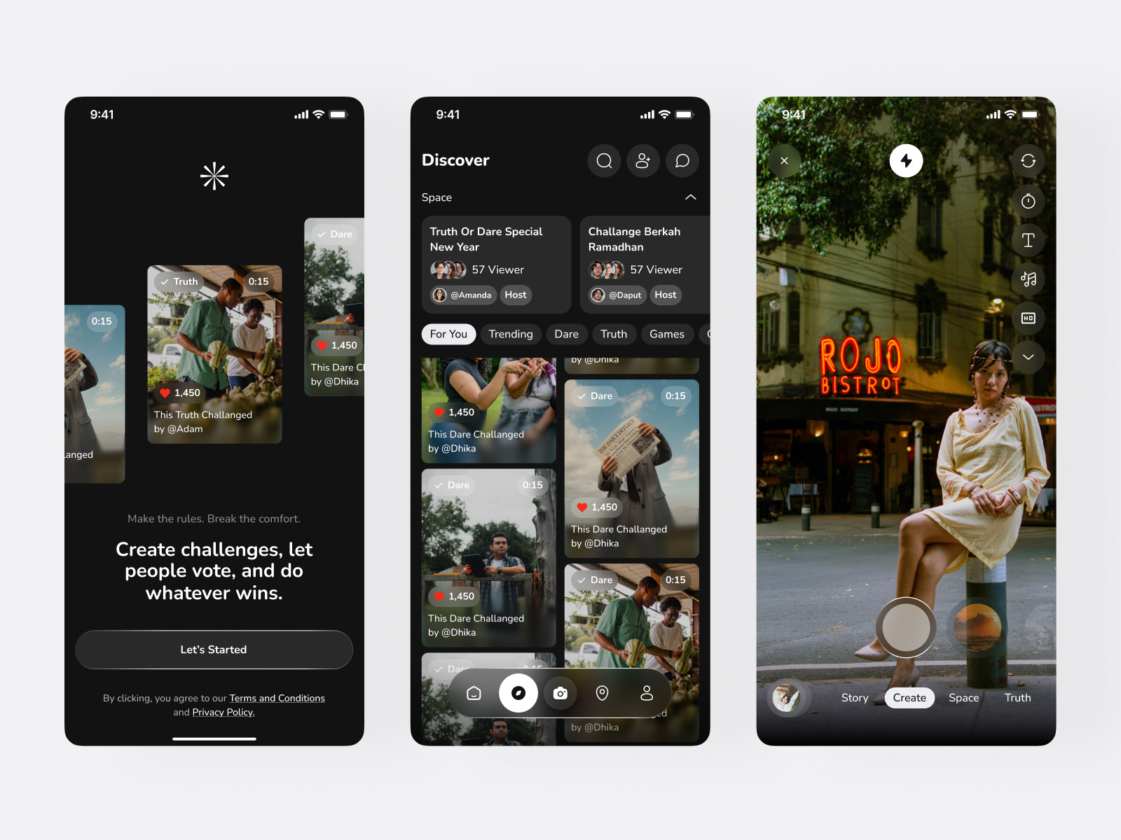Example of Social Media App — Truth or Dare Challenge