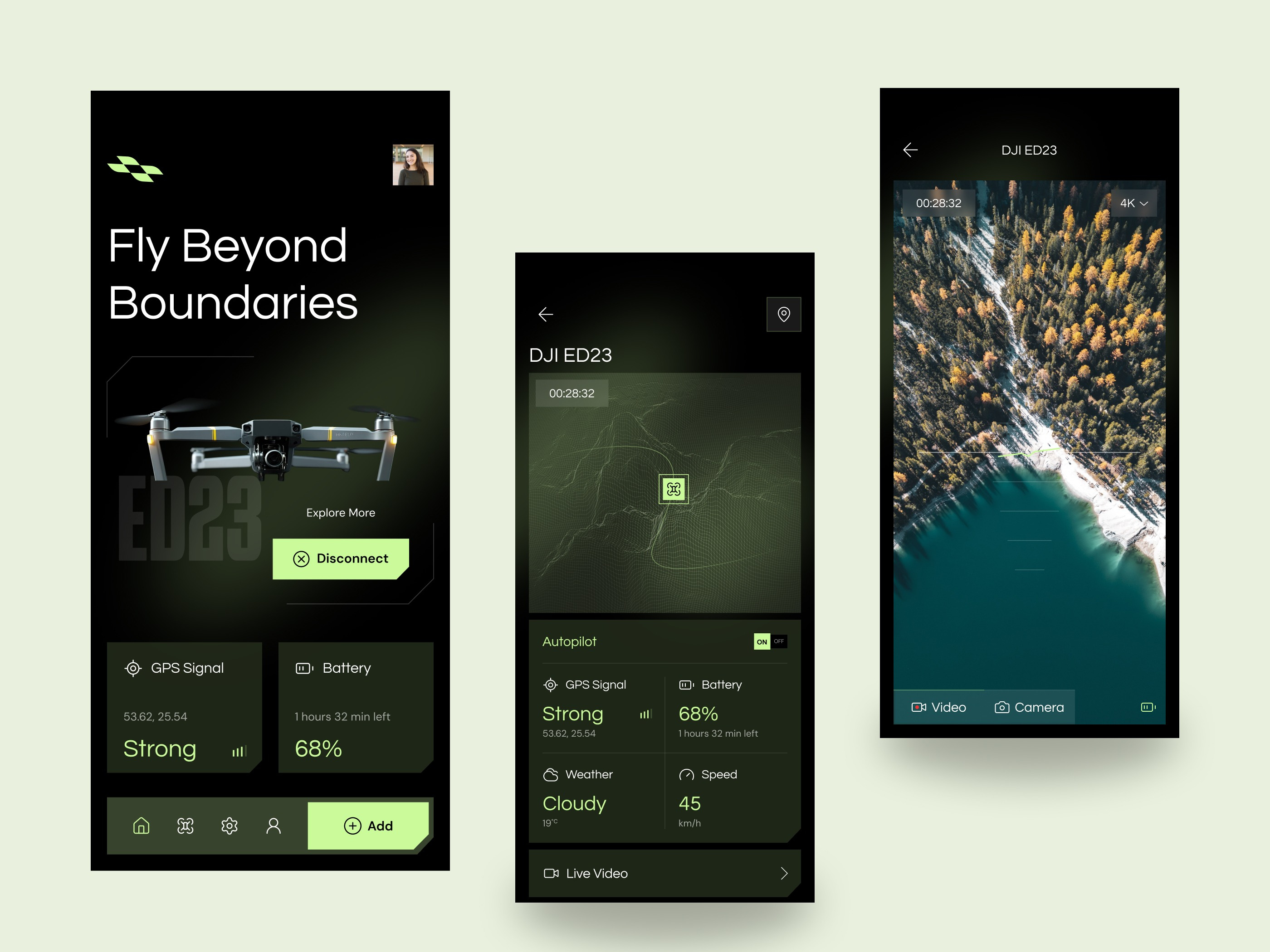 Skyro - Smart Drone Control Mobile App UI android automation battery control controlling crm drone drone control gps ios map mobile app mockup photoshop product design route saas software ux weather