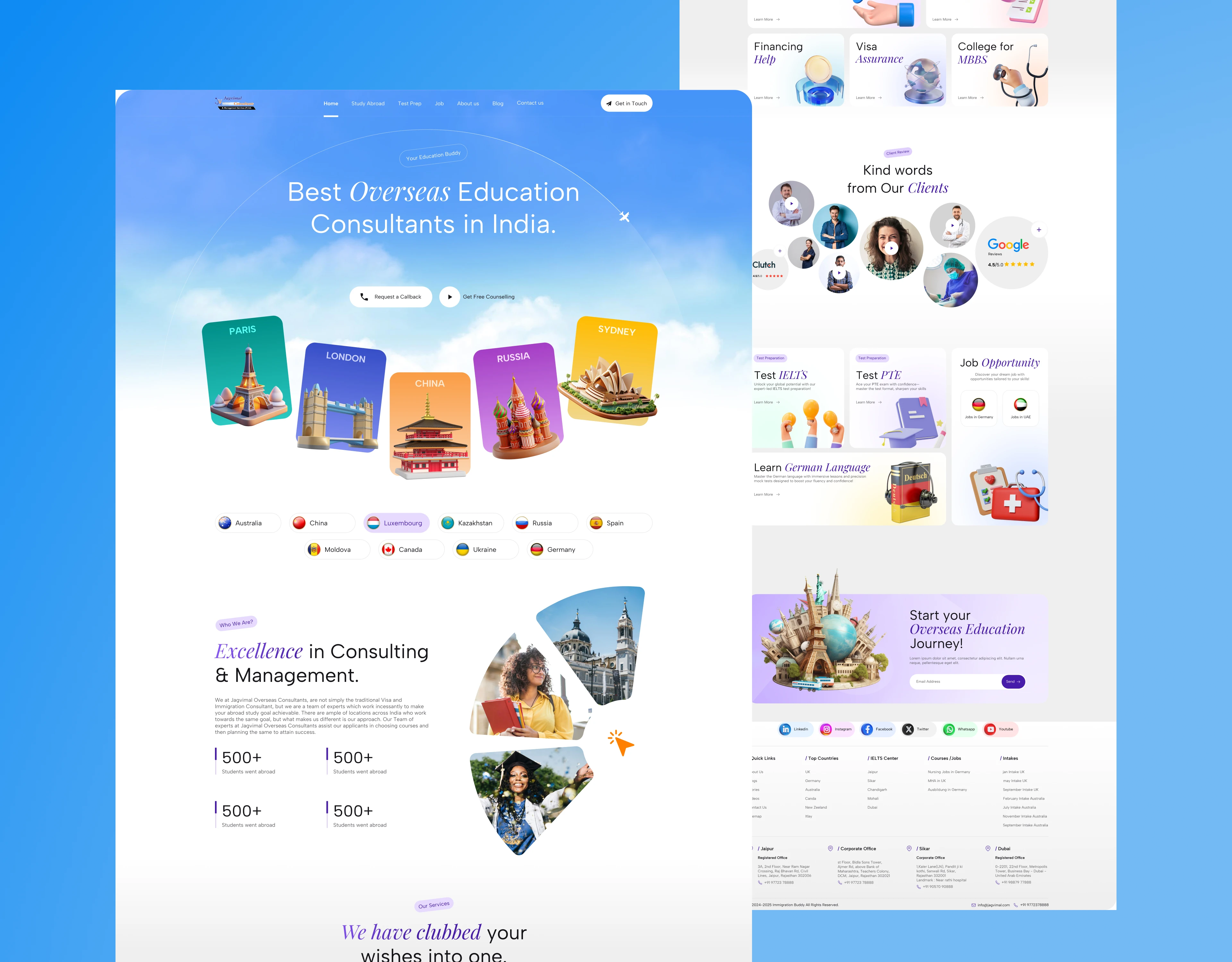 Overseas Education Platform – Modern Web Experience educationwebsite figmadesign landingpage moderndesign servicewebsite studyabroad uiux userexperience userinterface webdesign websitedesign