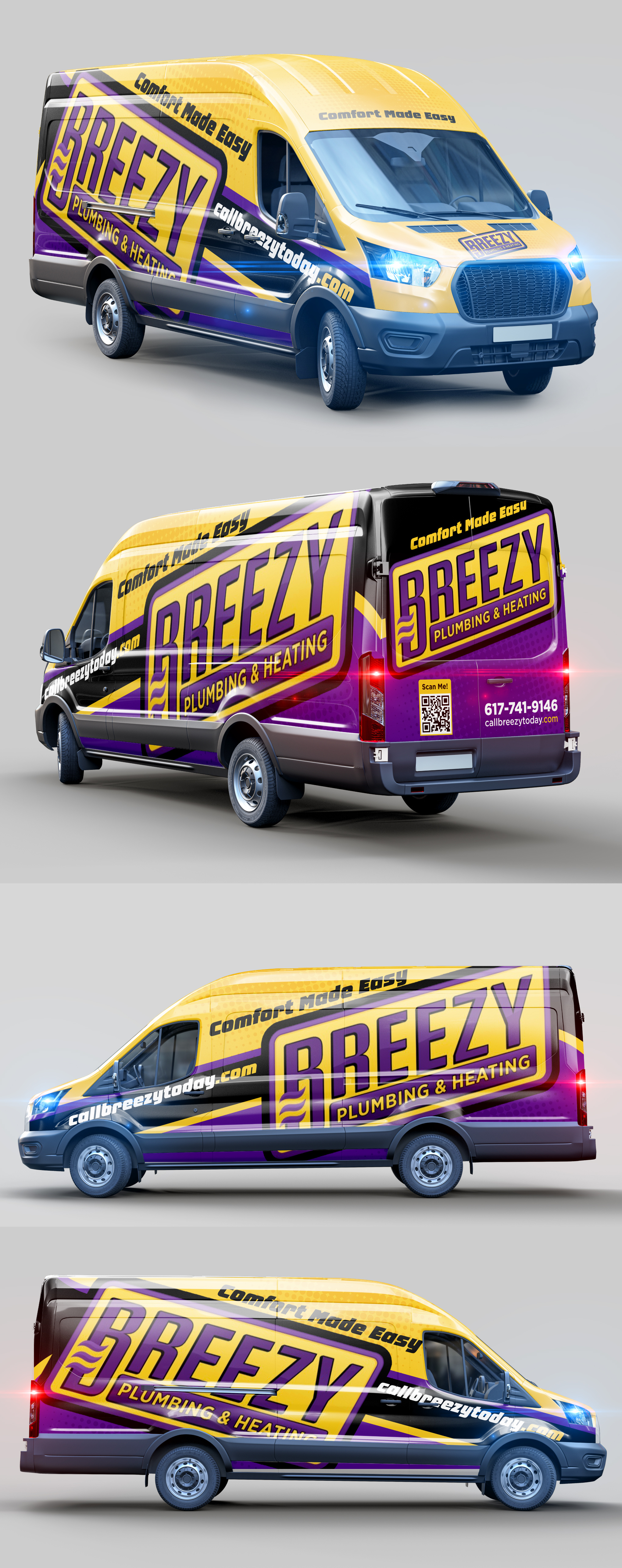 BREEZY PLUMBING & HEATING I VAN WRAP branding car wrap creative wrap graphic design innovative wrap van wrap