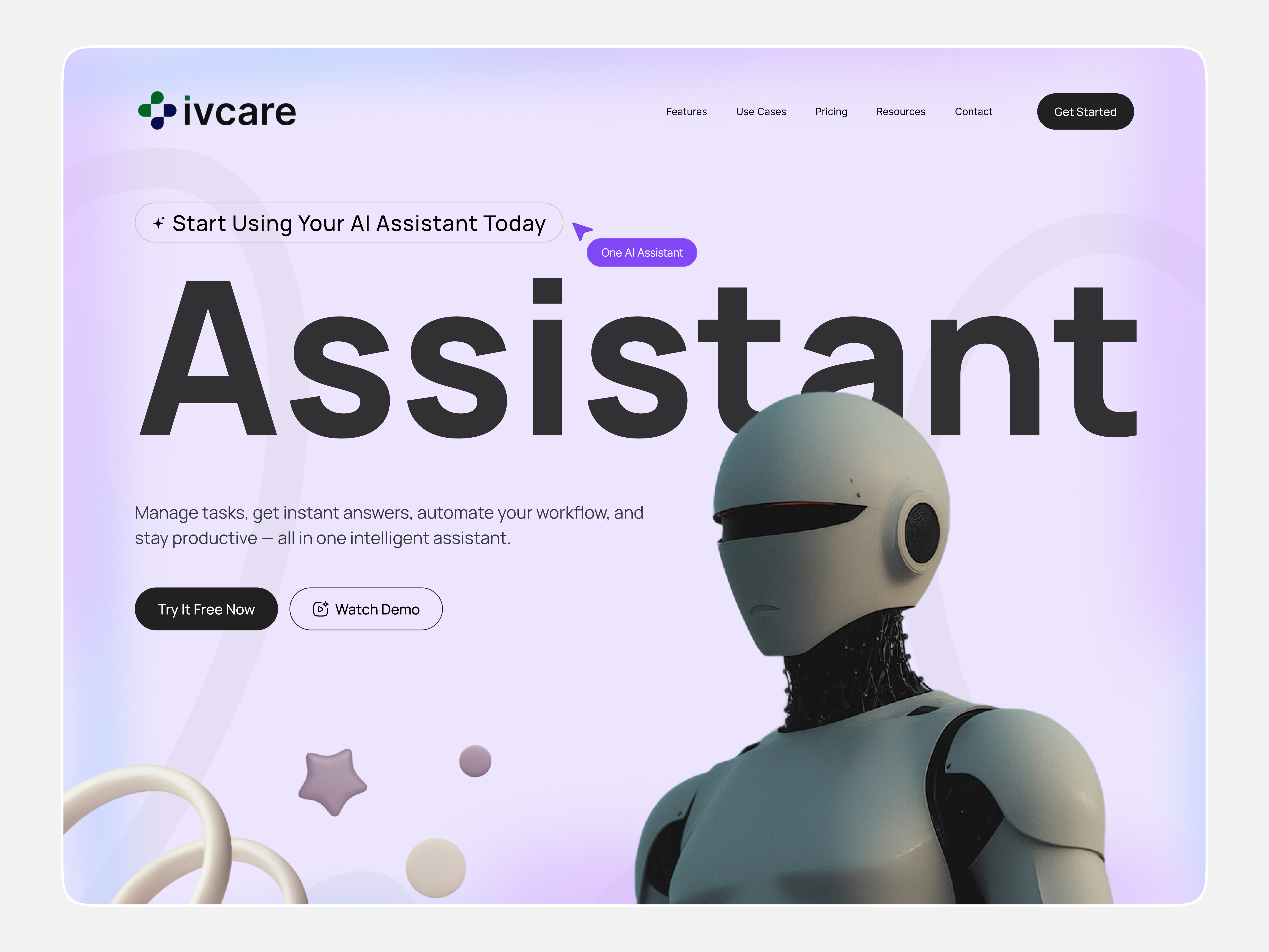 Personal AI Assistant SaaS Landing Page UI Design ai app assistant interface product saas service startup ui ux web website