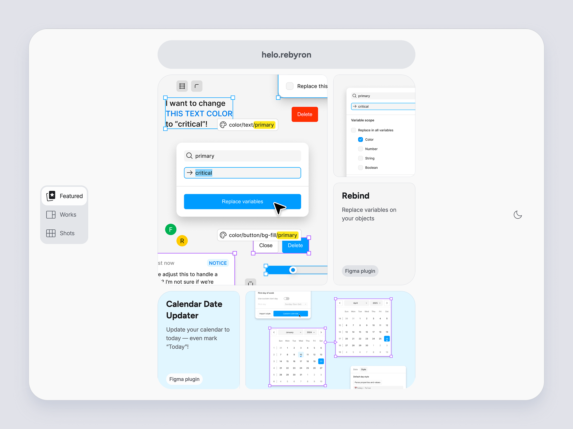 helo.rebyron bento landing page portfolio website