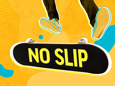 Flat Socks - No Slip animation blobs collage feet flat socks fun kickflip legs mixed media mograph motion graphics playful product promo shoes skateboard slip socks wave yellow