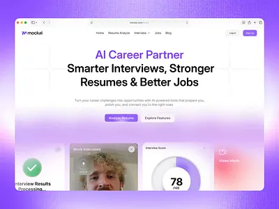Mock AI — SaaS Product Landing Page Web Design ai ai design app design figma interaction design interface landing page motion product design saas design saas landing page sleeko studio startup ui ui design ux ux design web animation web app web design