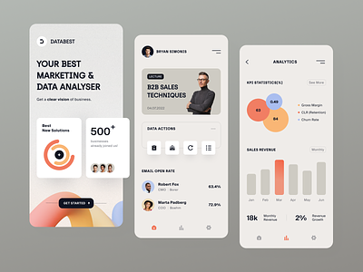 Databest Mobile App: iOS Android UI adobe xd android app app design application interface ios ios app iphone material mobile mobile app mobile application mobile ui ui uidesign uiux user expierience user interface ux
