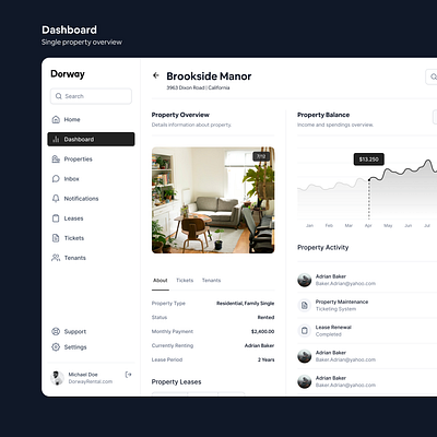 Dorway Property Management App v1.0 dashboard design inteface product product design properties property management ui ui design ui ux ux ux design web