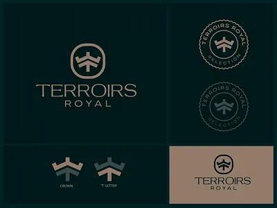 Terroirs Royal alex seciu branding crown logo exprimart lettermark logo logo design restaurant logo stamp logo wine wine logo