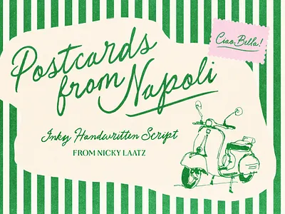 Postcards From Napoli cursive font fonts french handwriting hotel italian retro script typeface typography vintage