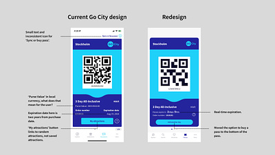 Go City App Redesign of Passes Case Study app design figma product design ui ux