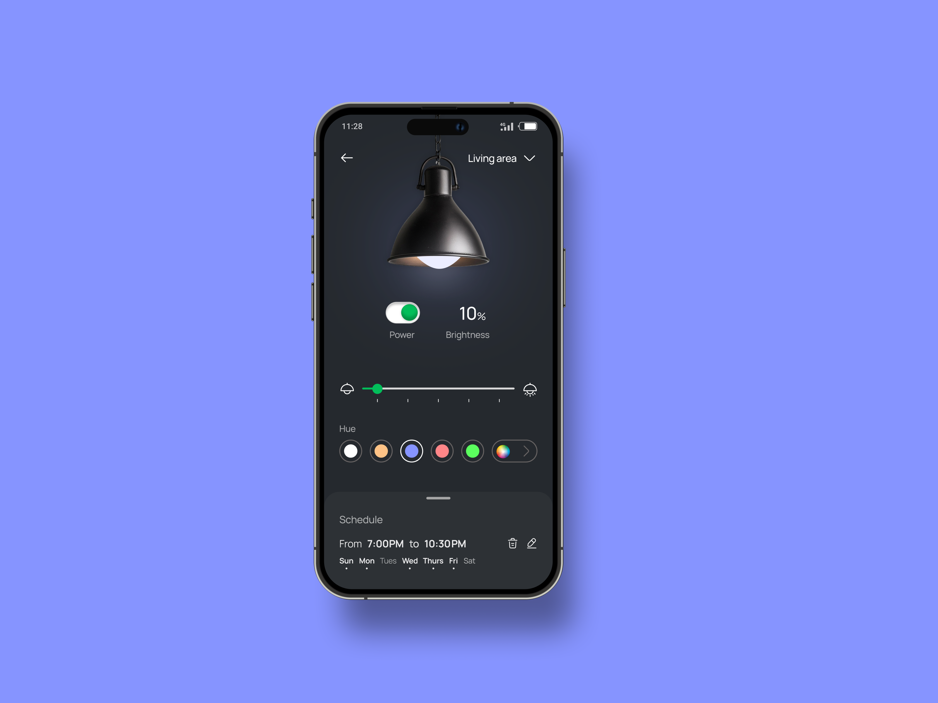 Smart Lamp Companion App animation mobile app ui