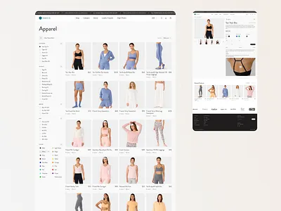 Swamig. E-commerce website. Catalog appareal cards catalog composition design e commerce filters product page sport typography ui web website