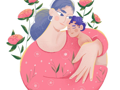Motherly Love character characterdesign flowers illu illustration mom motherly love procreate son