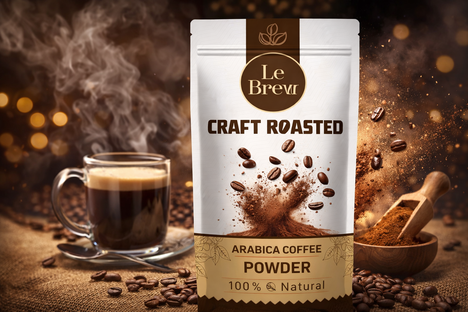 Le Brew: Premium Coffee Packaging & Visual Identity arabicacoffee brandidentity branding coffeelovers coffeepackaging craftcoffee creativedirection creativevisual designfeed fmcgdesign graphicdesign mockupdesign packagingdesign packagingideas productpackaging roastery scrollstopper visualidentity