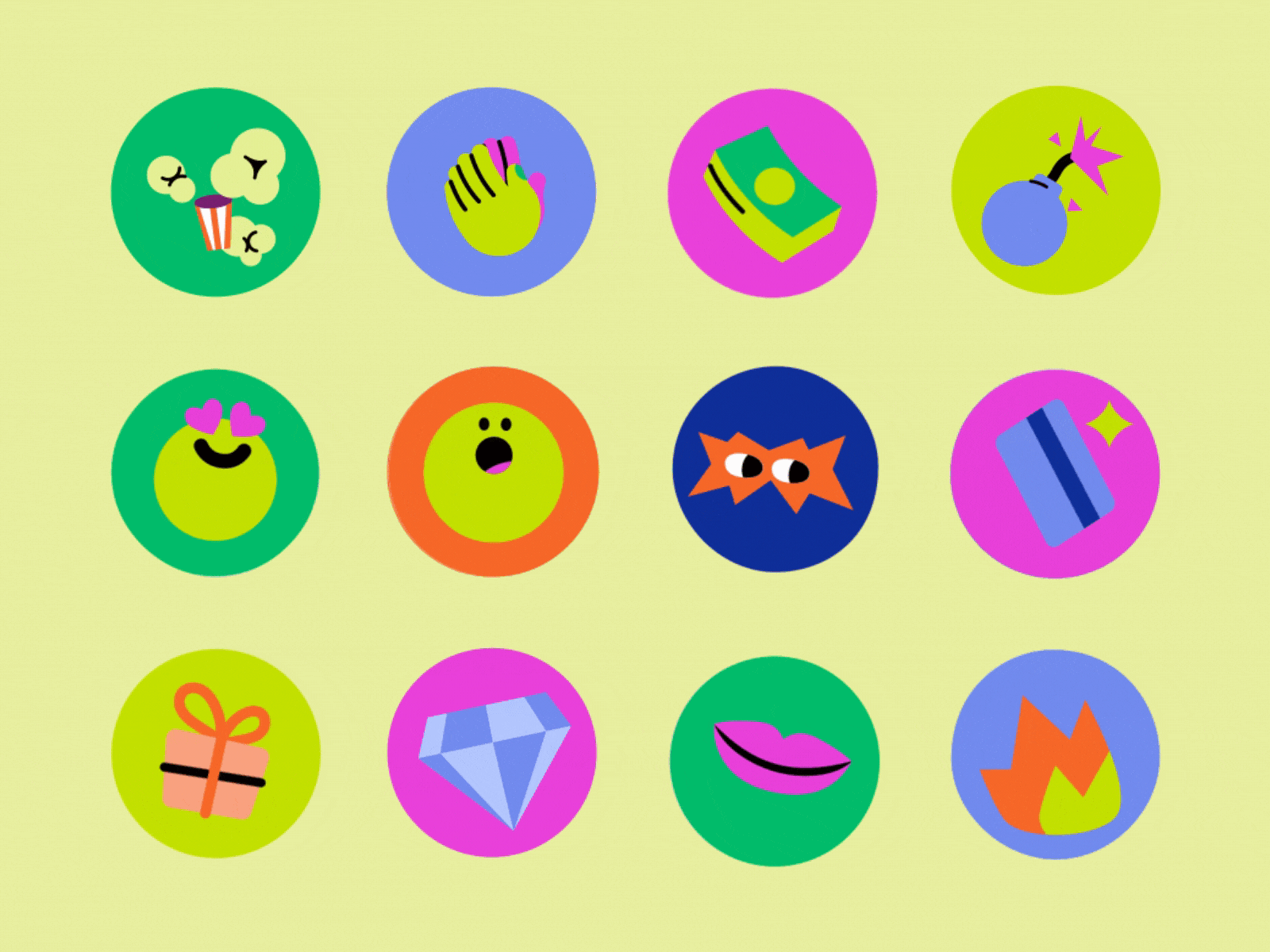 Icon Reactions Set for Bazr — Illustration System gif illo illotv illustration illustration system motion design ui