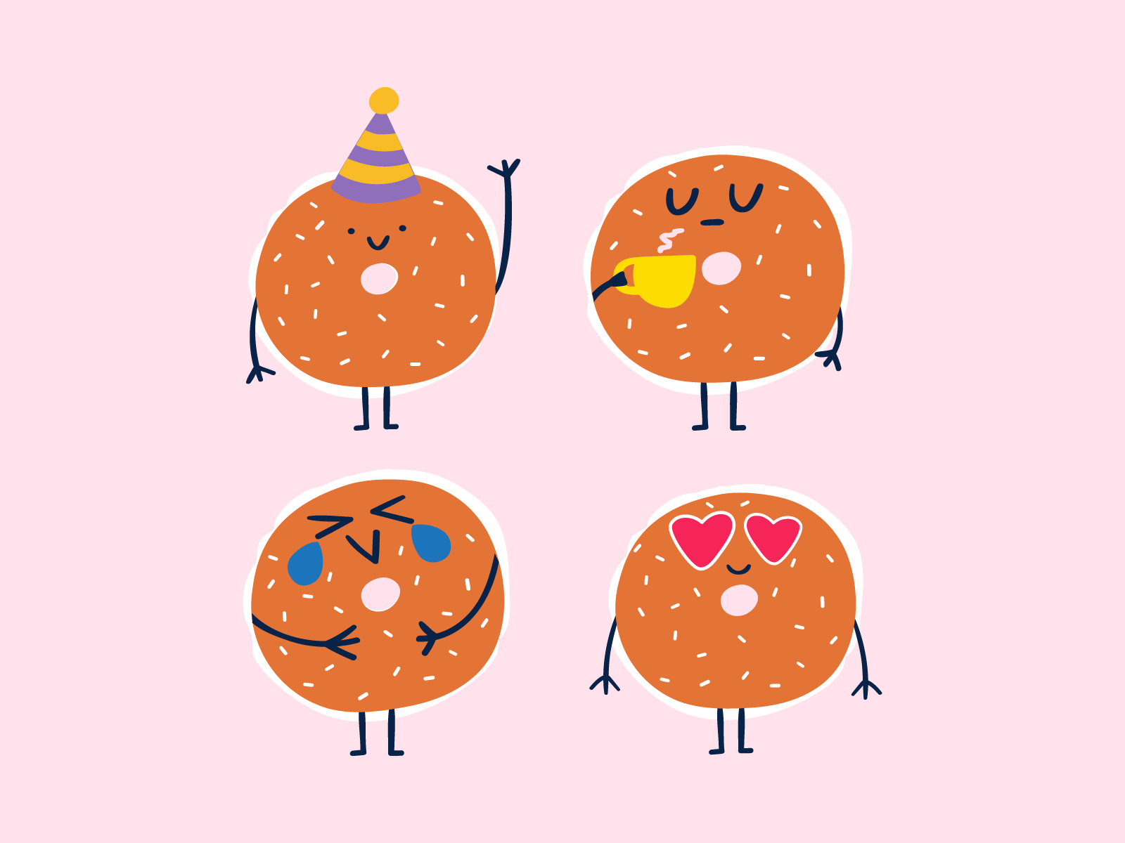 Bagels bagel branding child chracter cute design emoji food fun funny graphic design icon illustration kid logo mark set sticker symbol