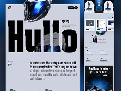 Hullo - Digital Agency Website Design 3dgraphics agency website bold design boldtypography creativeagency design digital agency homepage landingpage minimaldesign modernui portfolio responsive uidesign uiux uxdesign web design website design