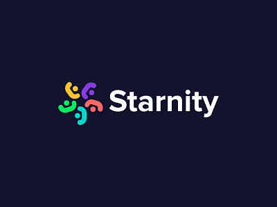 Starnity - Community logo community logo logo design logos negative space star people people community logo people health symbol team