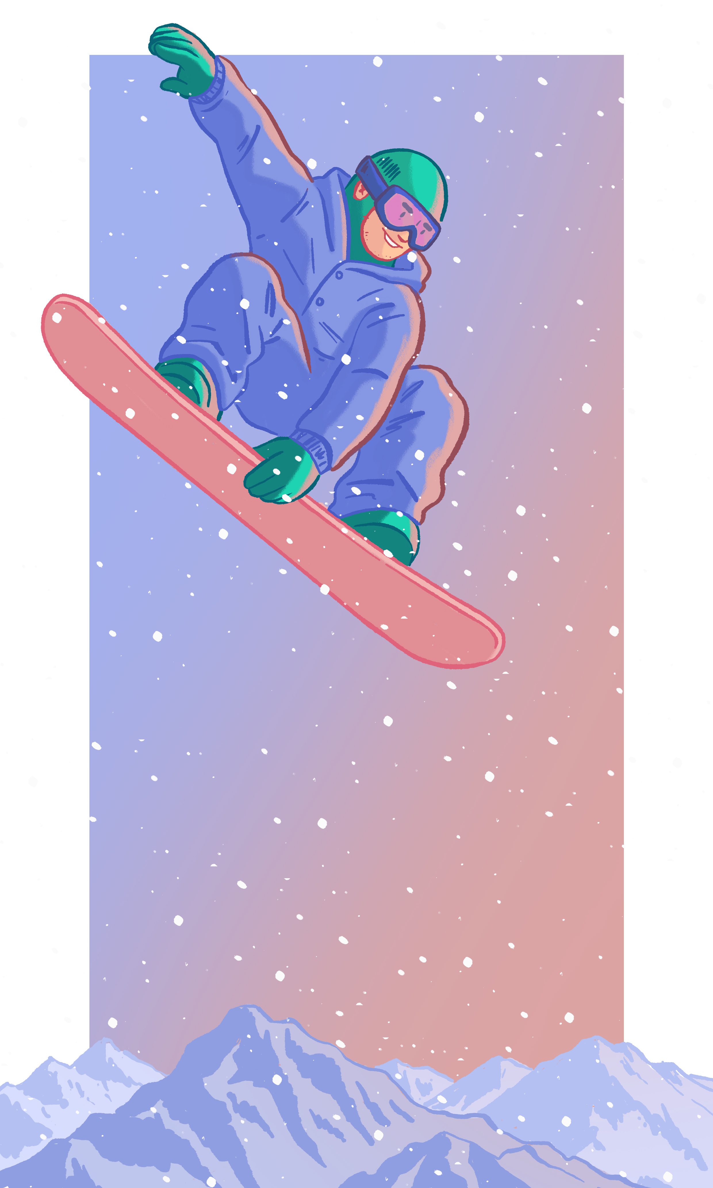 Boardin' art artdirection colour design editorial graphic design illustration winter