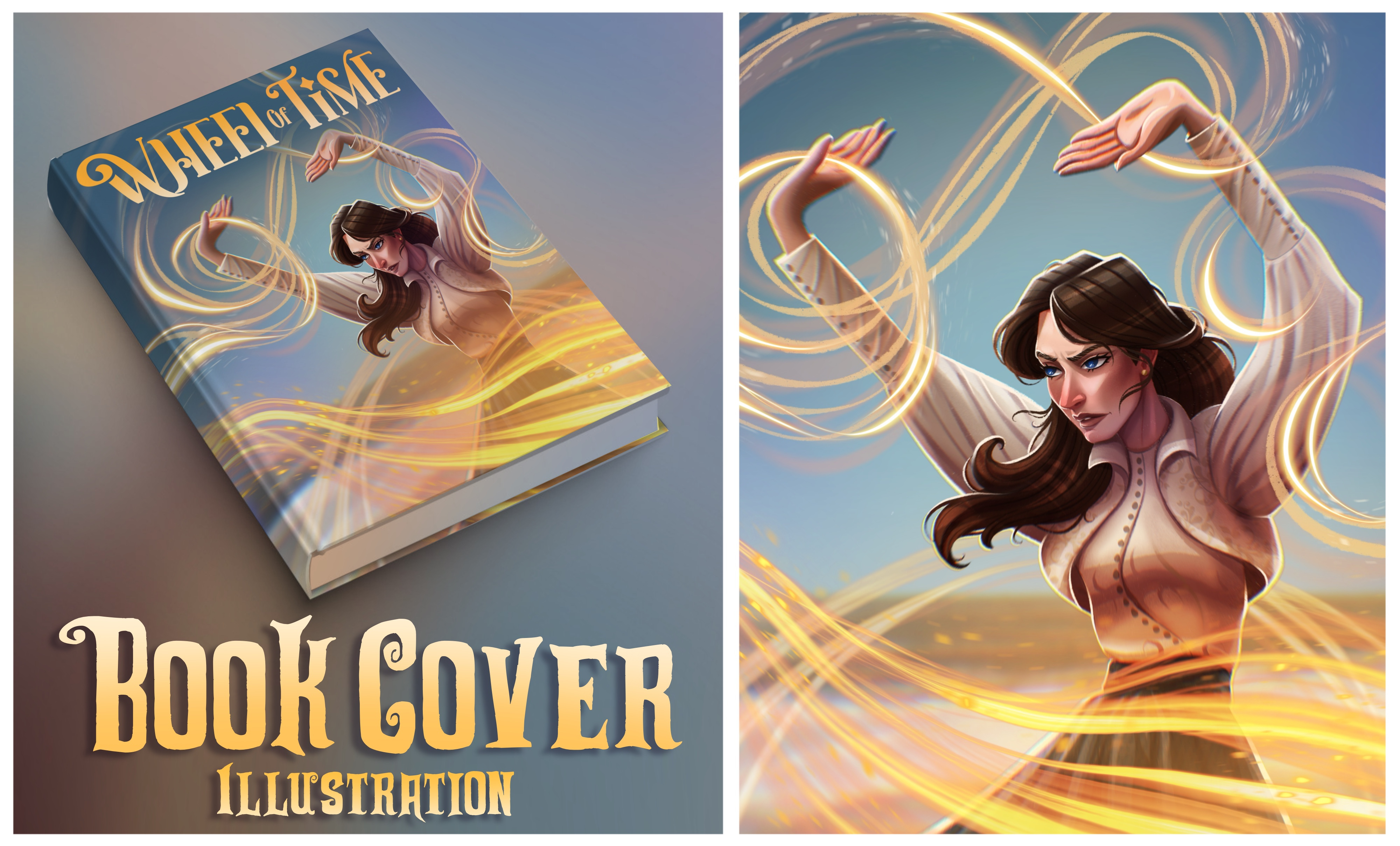 Fantasy Book Cover Illustration – The Wheel of Time Concept Art aes sedai book cover character design character illustration cinematic concept art cover design digital painting epic fantasy fantasy art fantasy illustration hand drawn illustration magic no ai procreate publishing visual storytelling wheel of time